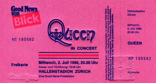 Queen Zurich 2 July 1986