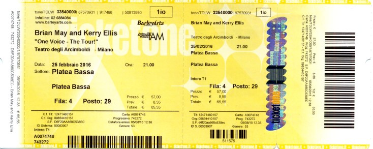 25th February 2016 (Teatro degli Arcimboldi, Milan, Italy)
