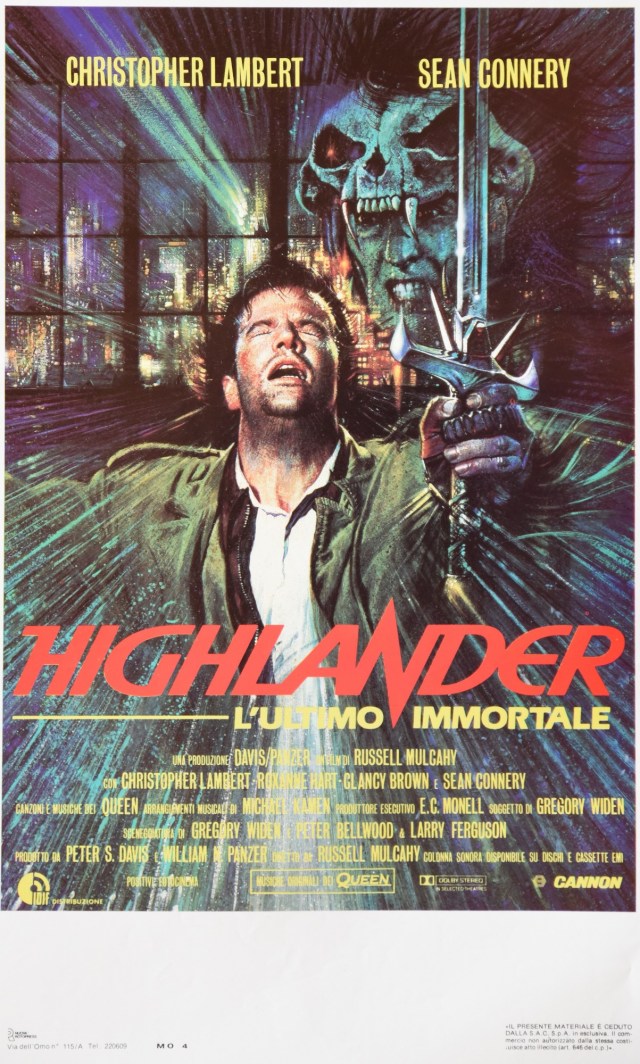 Highlander - L'ultimo immortale original Italian movie poster (1986) ~ Small version