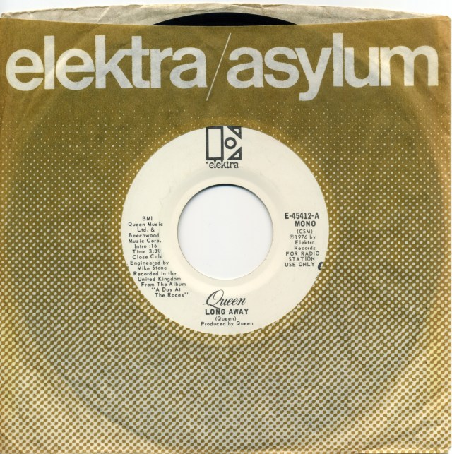 Long Away (mono) / Long Away (stereo) - ELEKTRA E-45412 USA (1977) ~ Radio station use only - No PS