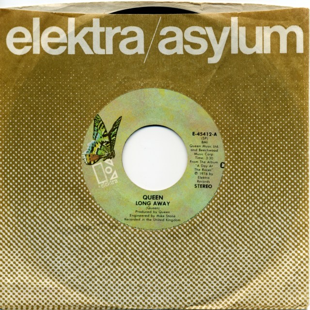  Long Away / You And I - ELEKTRA E-45412 USA (1977) ~ No PS. Green butterfly label