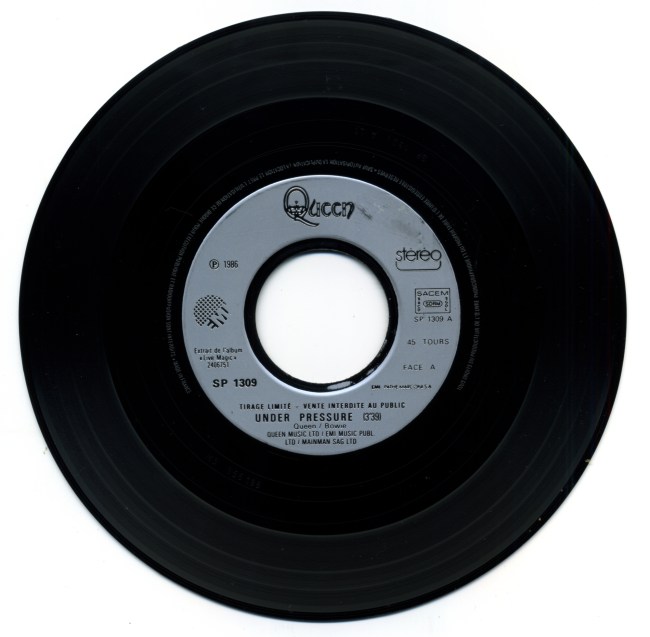 Under Pressure (live) / We Will Rock You / Friends Will Be Friends / We Are The Champions (Live Medley) - EMI SP 1309 FRANCE (1986) ~ Promotional copy - No PS