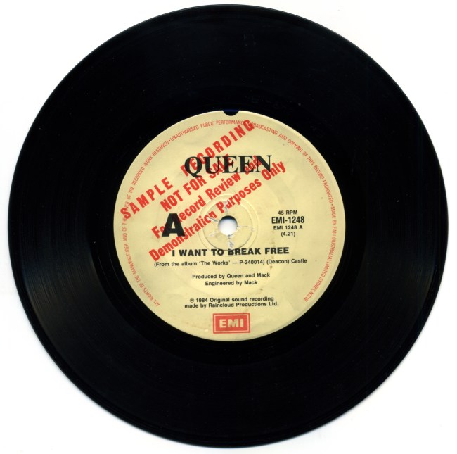 I Want To Break Free / Machines (or 'Back To Humans') - EMI 1248 AUSTRALIA (1984) ~ Promotional copy. No PS